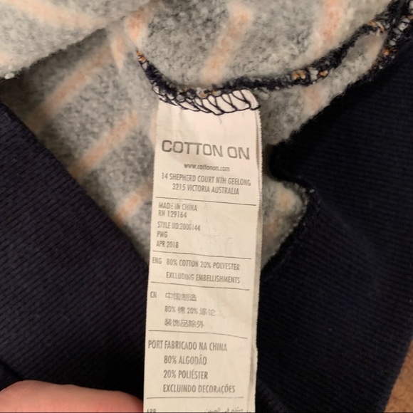 Cotton on womens navy blue orange white striped hoodie sweatshirt hooded sweater - Picture 5 of 7